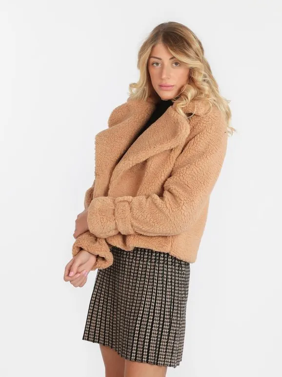 Le Youyou Chaqueta corta con osito de peluche para mujer