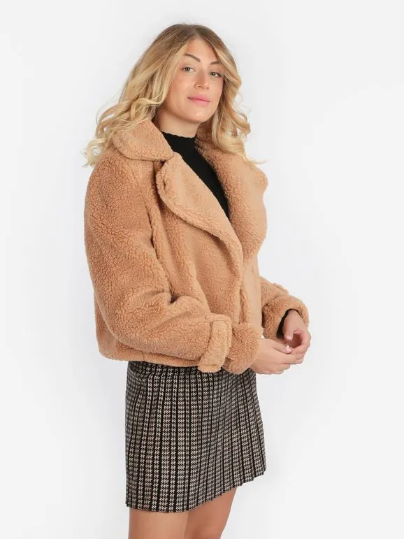 Le Youyou Chaqueta corta con osito de peluche para mujer