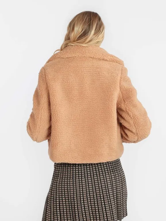 Le Youyou Chaqueta corta con osito de peluche para mujer