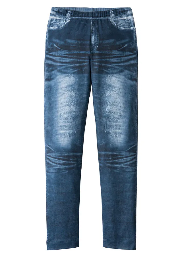 Leggings para niñas con estampado vaquero Azul piedra