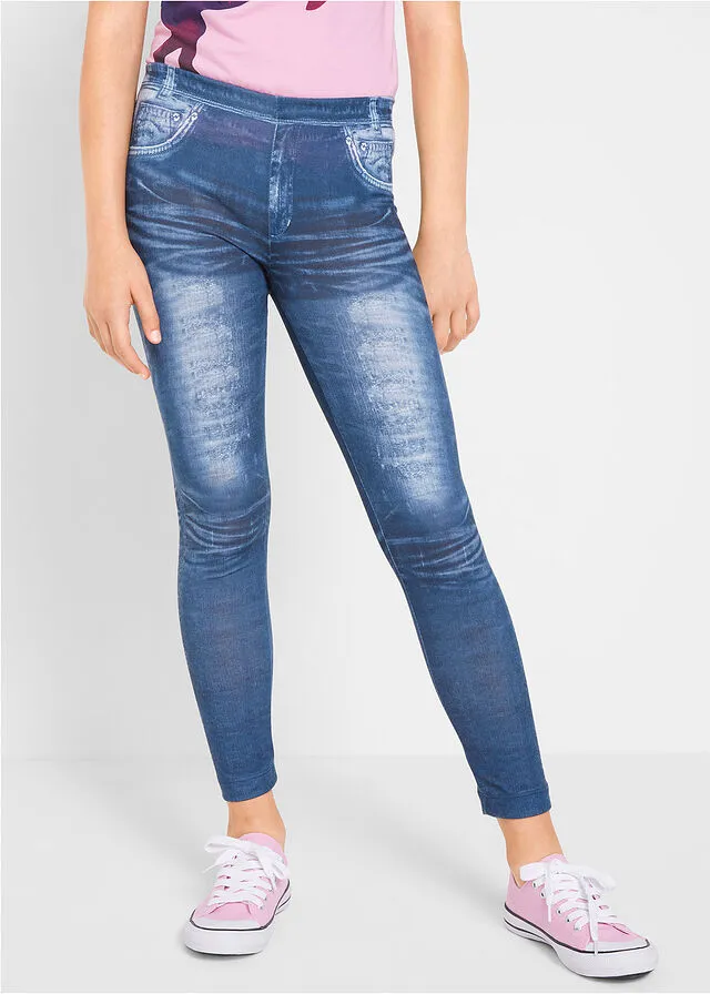 Leggings para niñas con estampado vaquero Azul piedra