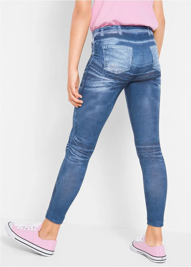 Leggings para niñas con estampado vaquero Azul piedra