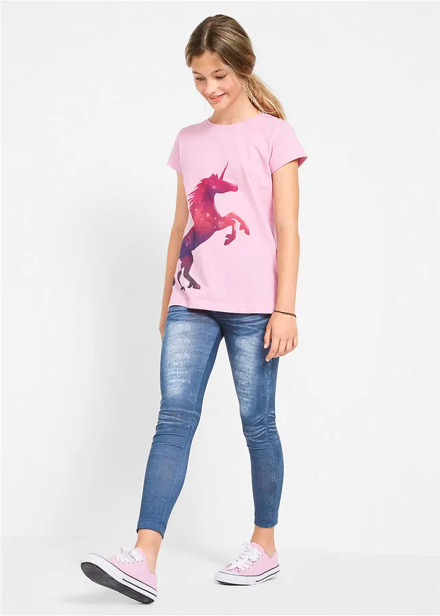 Leggings para niñas con estampado vaquero Azul piedra