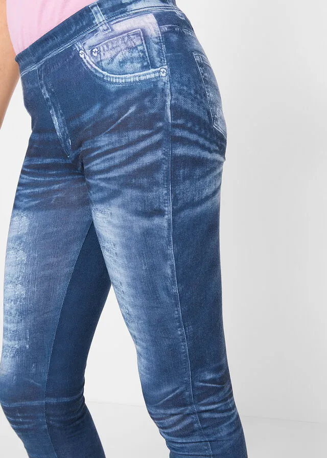 Leggings para niñas con estampado vaquero Azul piedra