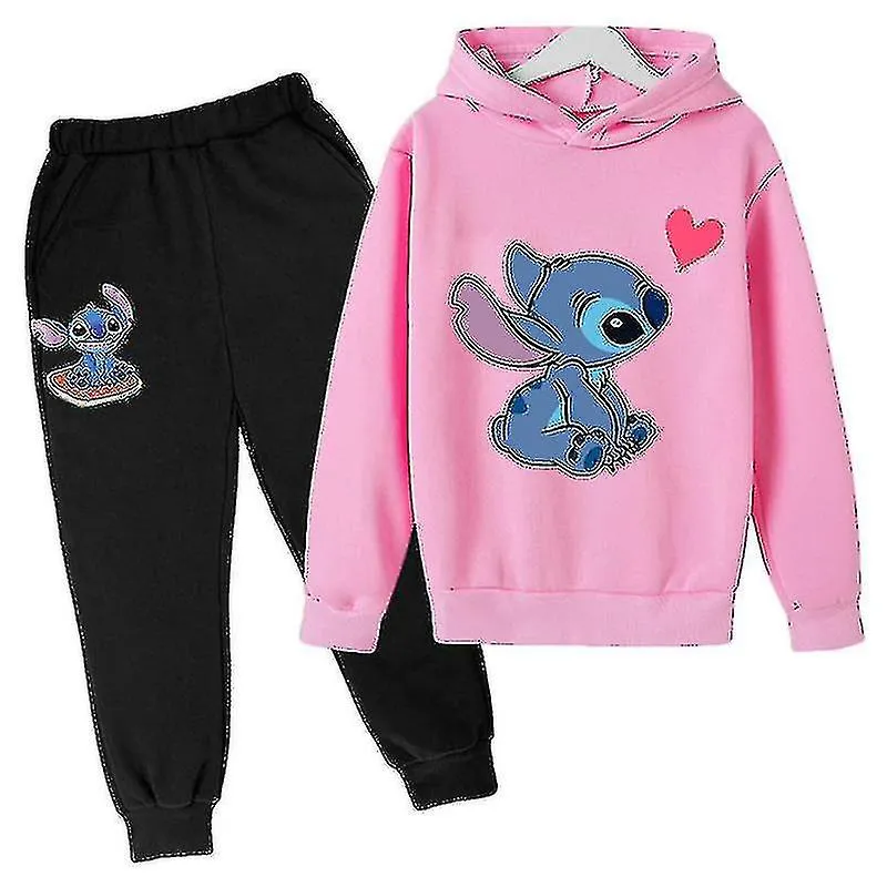 Lilo Stitch Tracksuit 2pcs Capucha Top Hoodie Pantalones Outfit Set Ropa deportiva para niños