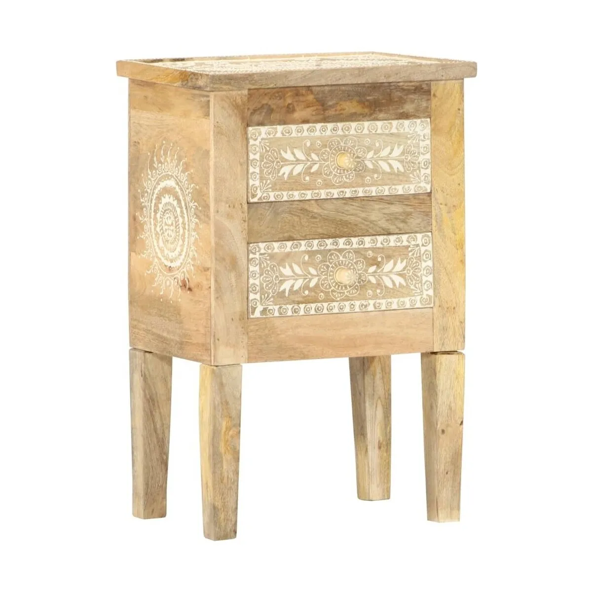 Mesita de noche pintada a mano madera maciza mango 40x30x60 cm