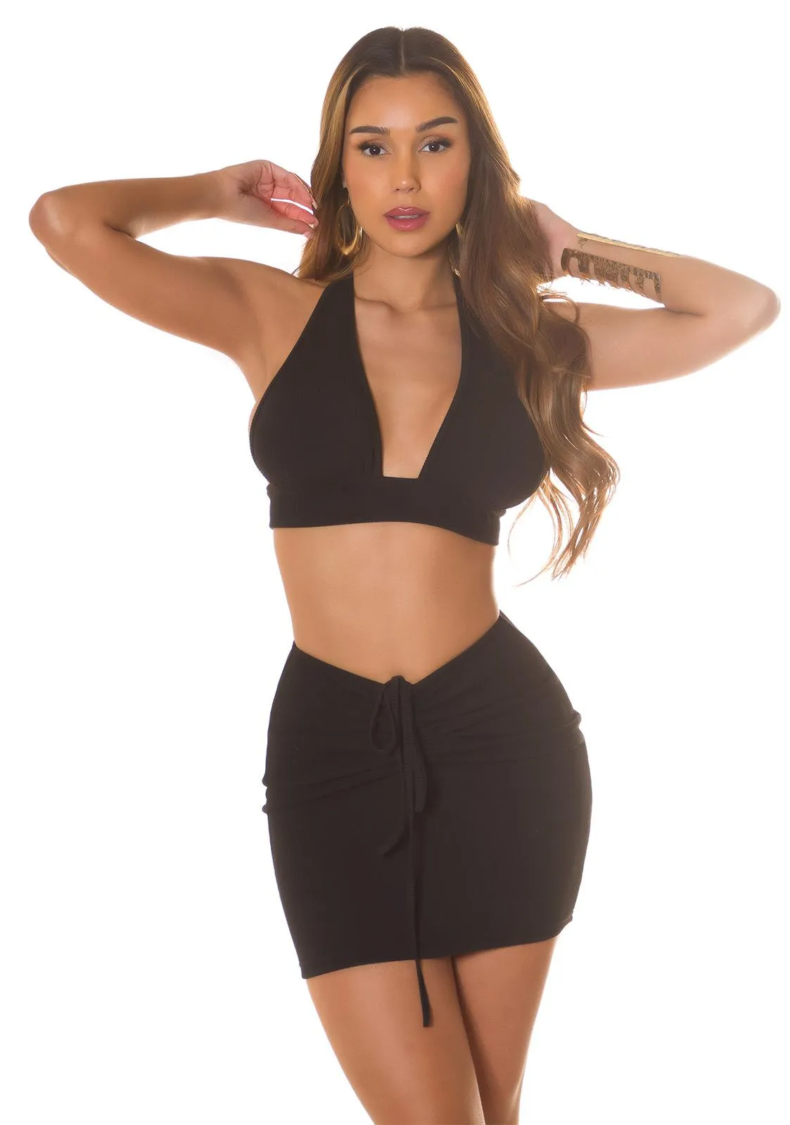 Minifalda con cintura alta negro
