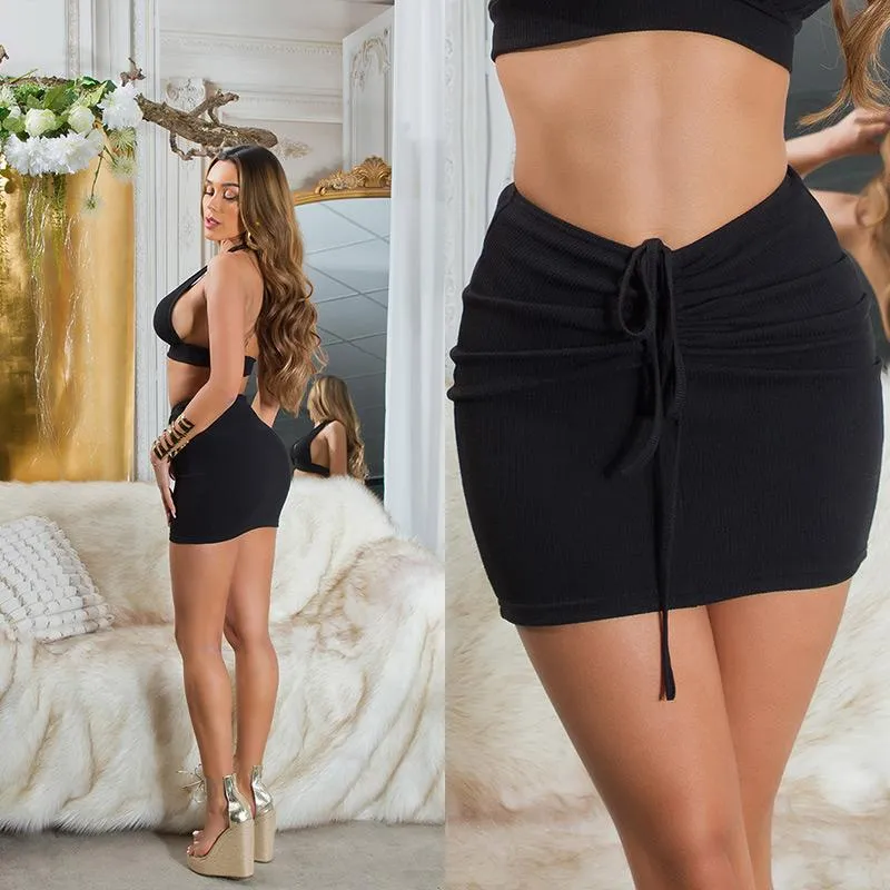 Minifalda con cintura alta negro