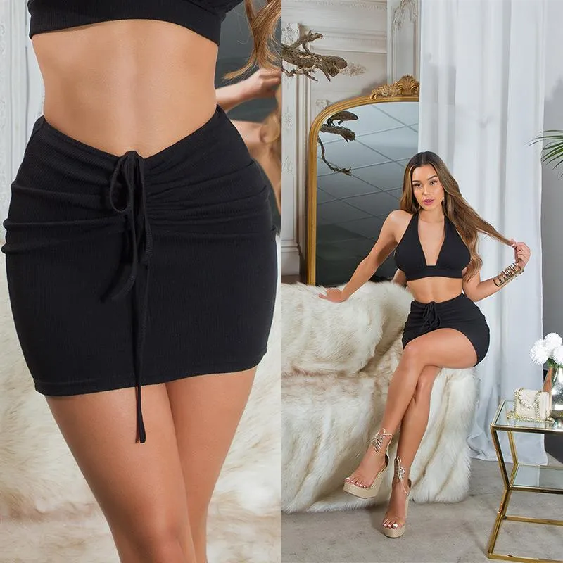 Minifalda con cintura alta negro