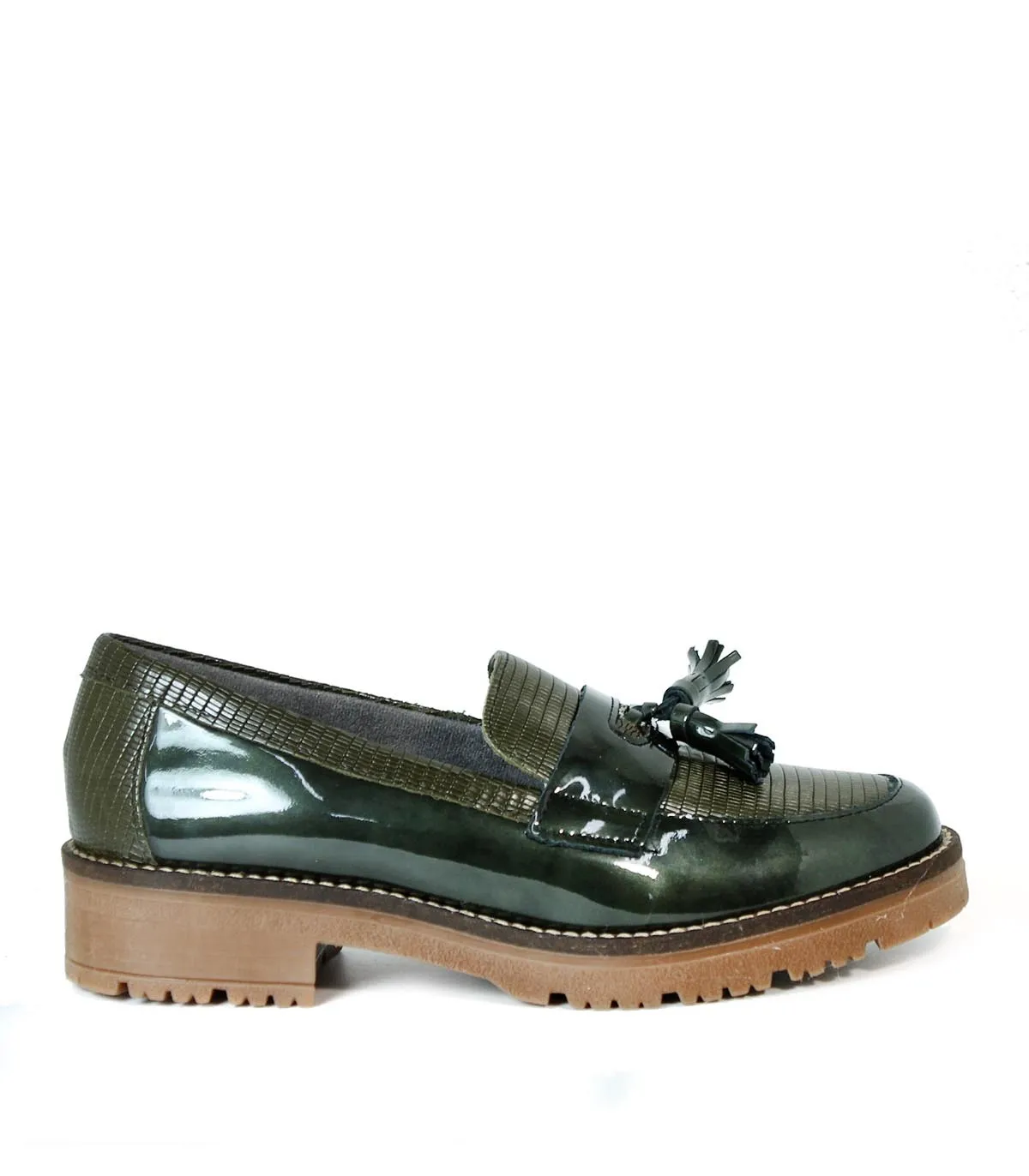 MOCASIN BORLAS DE CHAROL 5377 VERDEKAKI