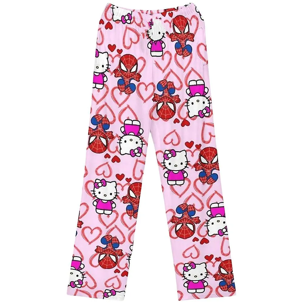 Mujeres Niñas Pijama Pantalones Dibujos Animados Kitty Cat Cintura Elástica Ropa De Dormir Ropa De Estar Por Casa Pantalones Pan