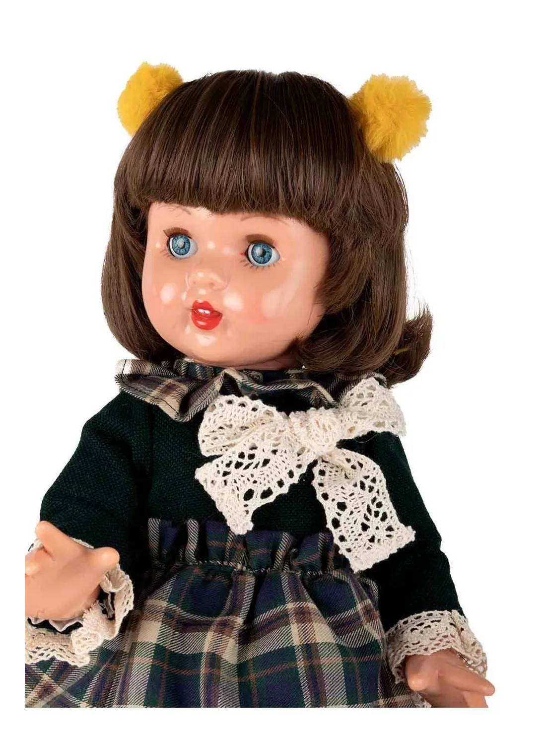 MUñECA MARIQUITA PéREZ CONJUNTO CUADROS VERDES  VINILO 50CM.