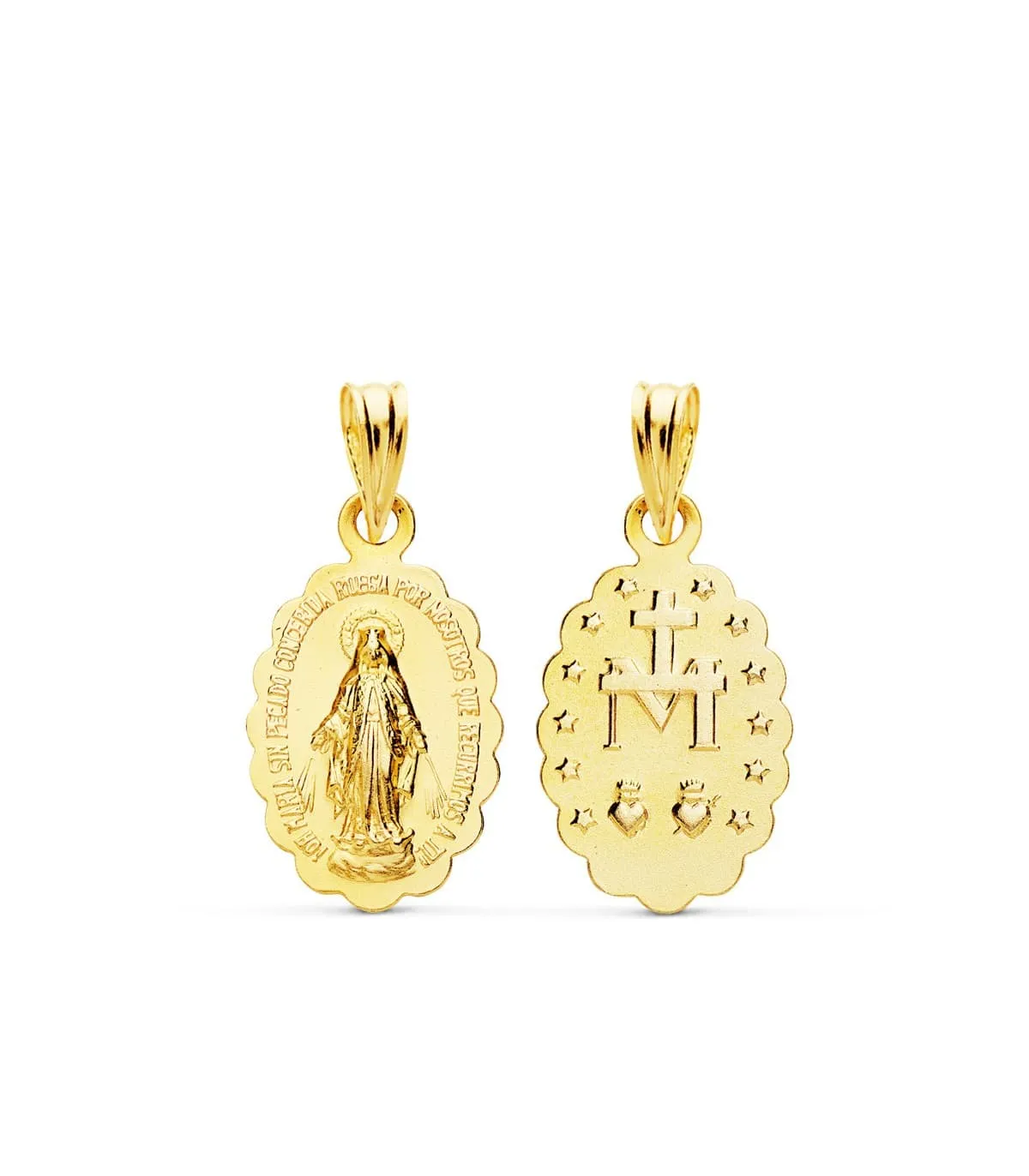 Médaille Vierge Miraculeuse Or Jaune 18 K 15 mm