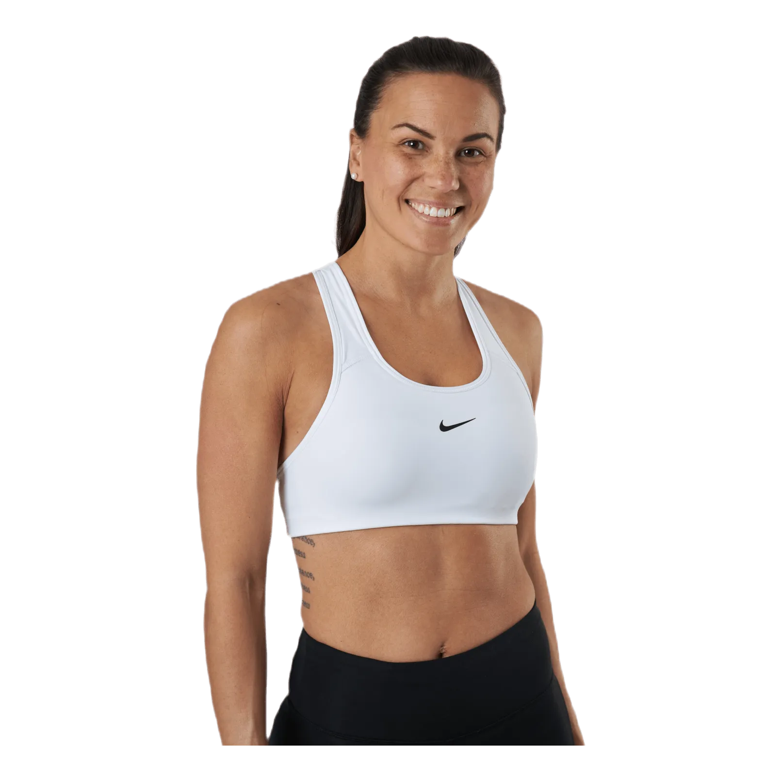 NIKE SWOOSH WOMEN'S MEDIUMSUPPORT 1PIECE PAD SPORTS BRA WHITE/BLACK