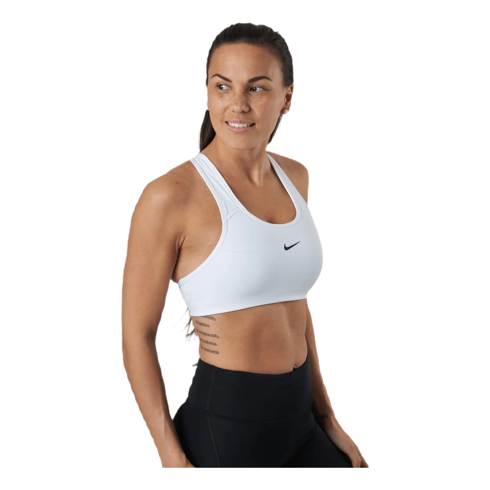 NIKE SWOOSH WOMEN'S MEDIUMSUPPORT 1PIECE PAD SPORTS BRA WHITE/BLACK