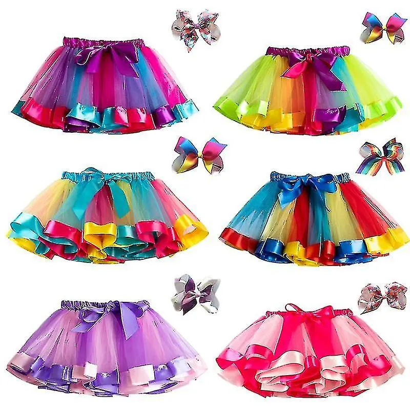 Niñas Tutu Falda Bebé Niñas Faldas Mini Pettiskirt Baile Arco Iris Tul Niños Princesa Falda Colorida Ropa de Verano para Niños