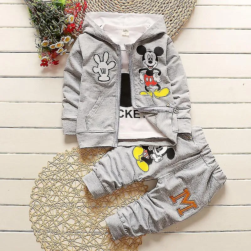 Niños Bebé Mickey Mouse Outfit Camiseta Chaqueta con capucha Pantalones Conjunto de ropa