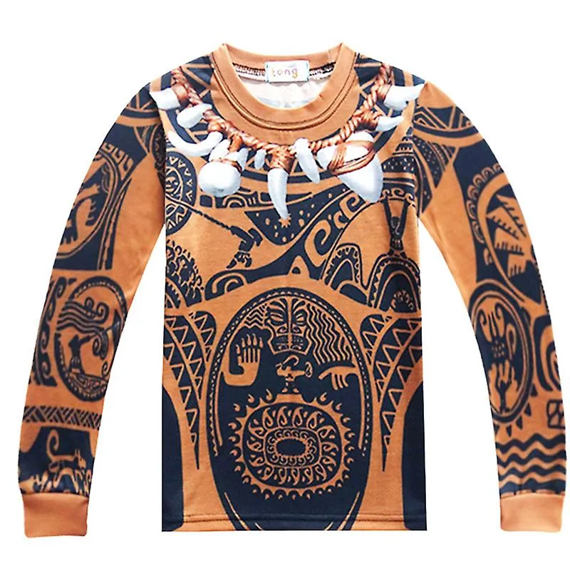 Niños Niños Moana Maui Disfraz Pijamas Pjs Manga Larga Ropa de Dormir Maui Tatuaje Pijamas Tops Con Fondos Conjuntos