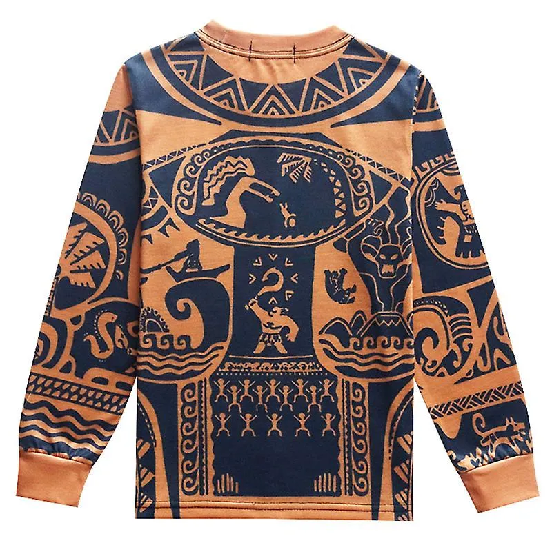 Niños Niños Moana Maui Disfraz Pijamas Pjs Manga Larga Ropa de Dormir Maui Tatuaje Pijamas Tops Con Fondos Conjuntos
