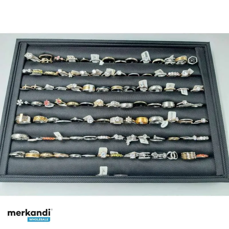 Pack de Anillos de Acero y Rodio de Alta Calidad para Venta Mayorista
