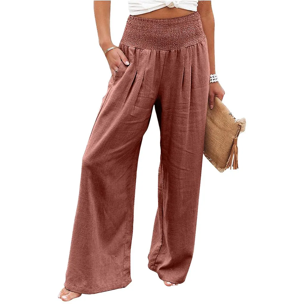 Pantalones de verano femeninos Bolsillos sueltos casual de pierna ancha Lounge Streetwear