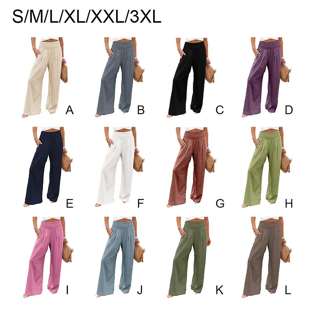 Pantalones de verano femeninos Bolsillos sueltos casual de pierna ancha Lounge Streetwear