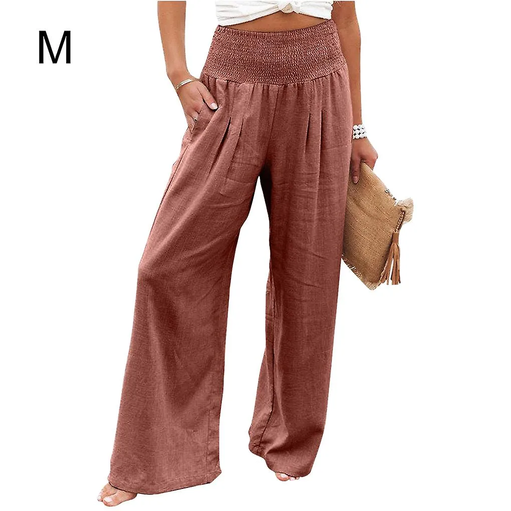 Pantalones de verano femeninos Bolsillos sueltos casual de pierna ancha Lounge Streetwear