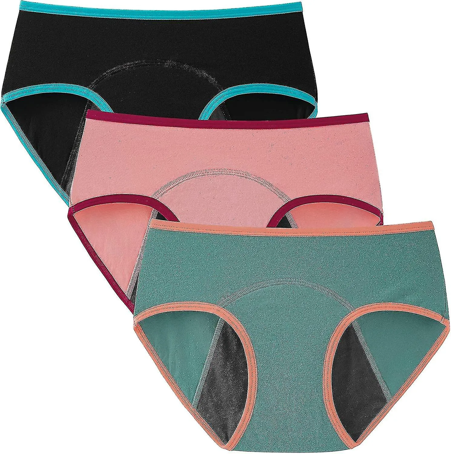 Pantalones menstruales para adolescentes Ropa interior menstrual de algodón Primer kit de inicio Knickers a prueba de fugas 3 Pa