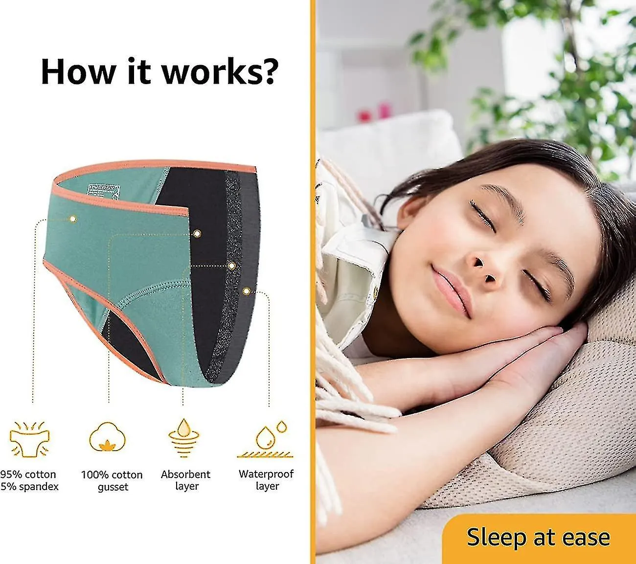 Pantalones menstruales para adolescentes Ropa interior menstrual de algodón Primer kit de inicio Knickers a prueba de fugas 3 Pa