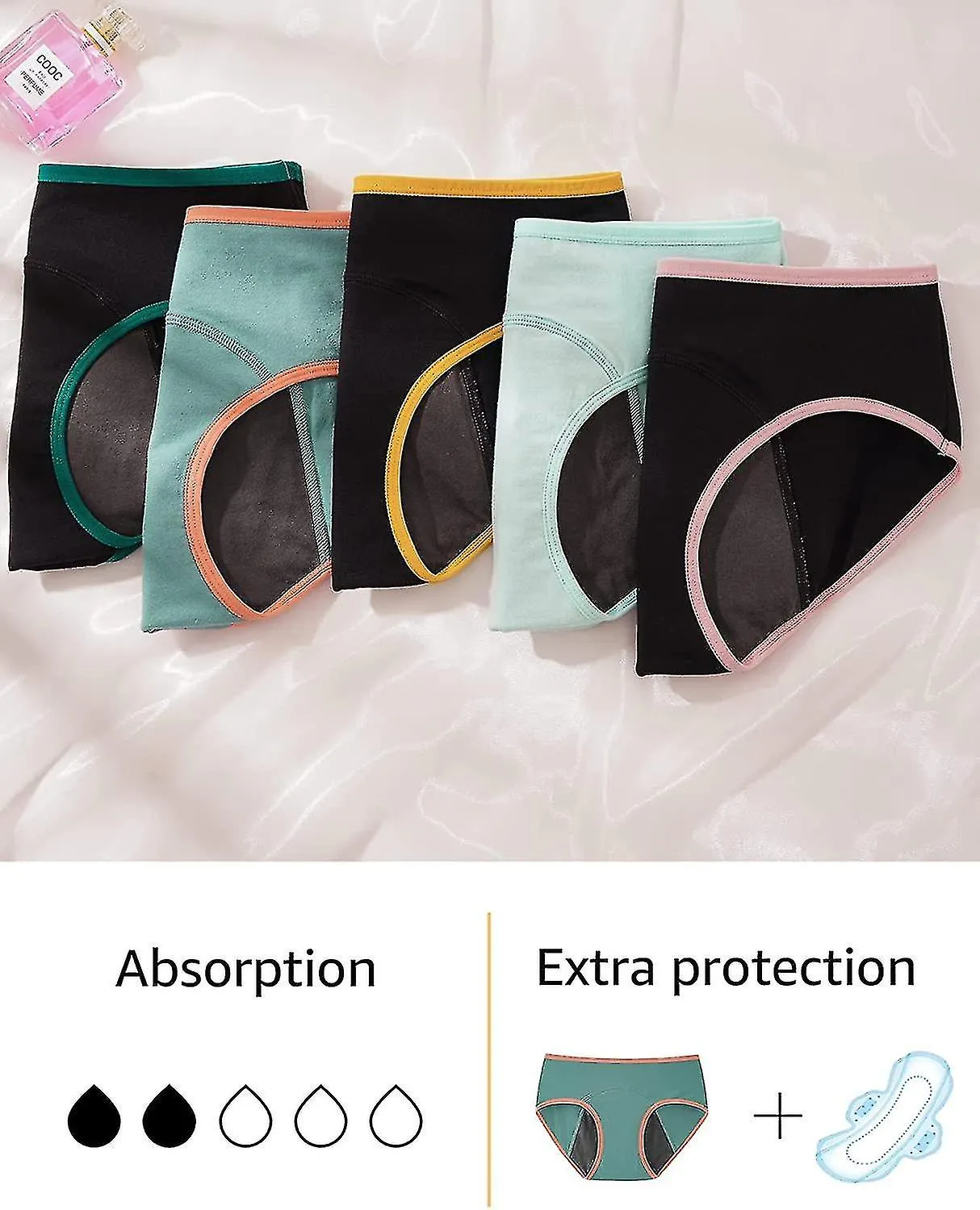 Pantalones menstruales para adolescentes Ropa interior menstrual de algodón Primer kit de inicio Knickers a prueba de fugas 3 Pa