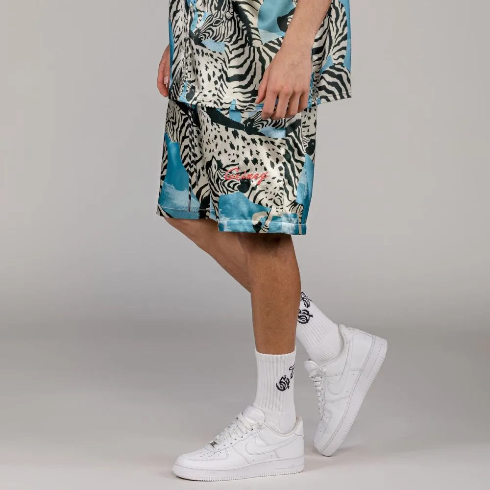 PANTALÓN CORTO GRIMEY ANIMAL SATIN  BLUE | SUMMER 23
