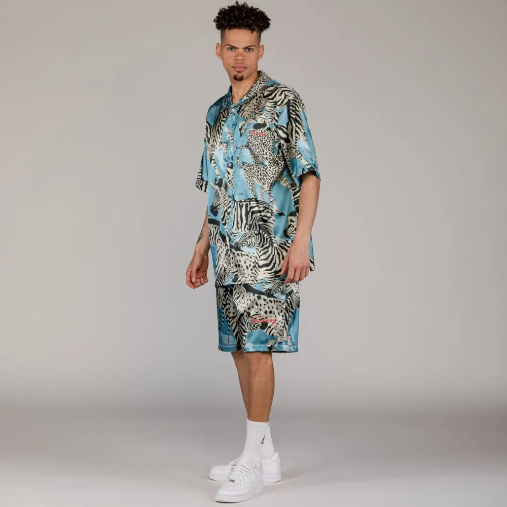 PANTALÓN CORTO GRIMEY ANIMAL SATIN  BLUE | SUMMER 23