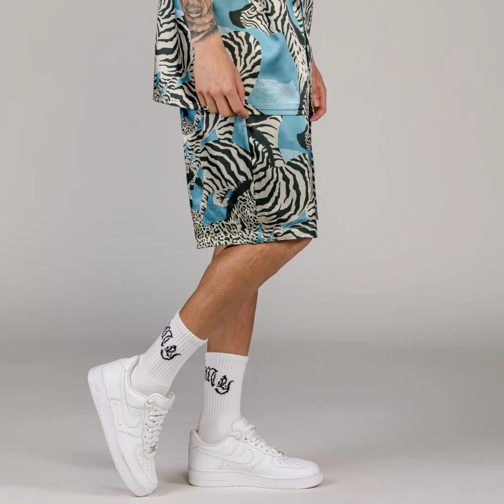 PANTALÓN CORTO GRIMEY ANIMAL SATIN  BLUE | SUMMER 23