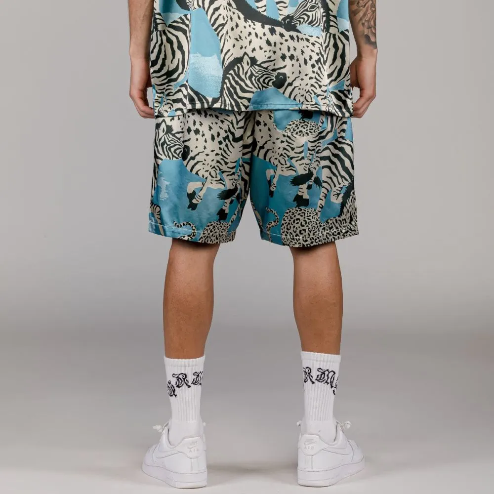 PANTALÓN CORTO GRIMEY ANIMAL SATIN  BLUE | SUMMER 23