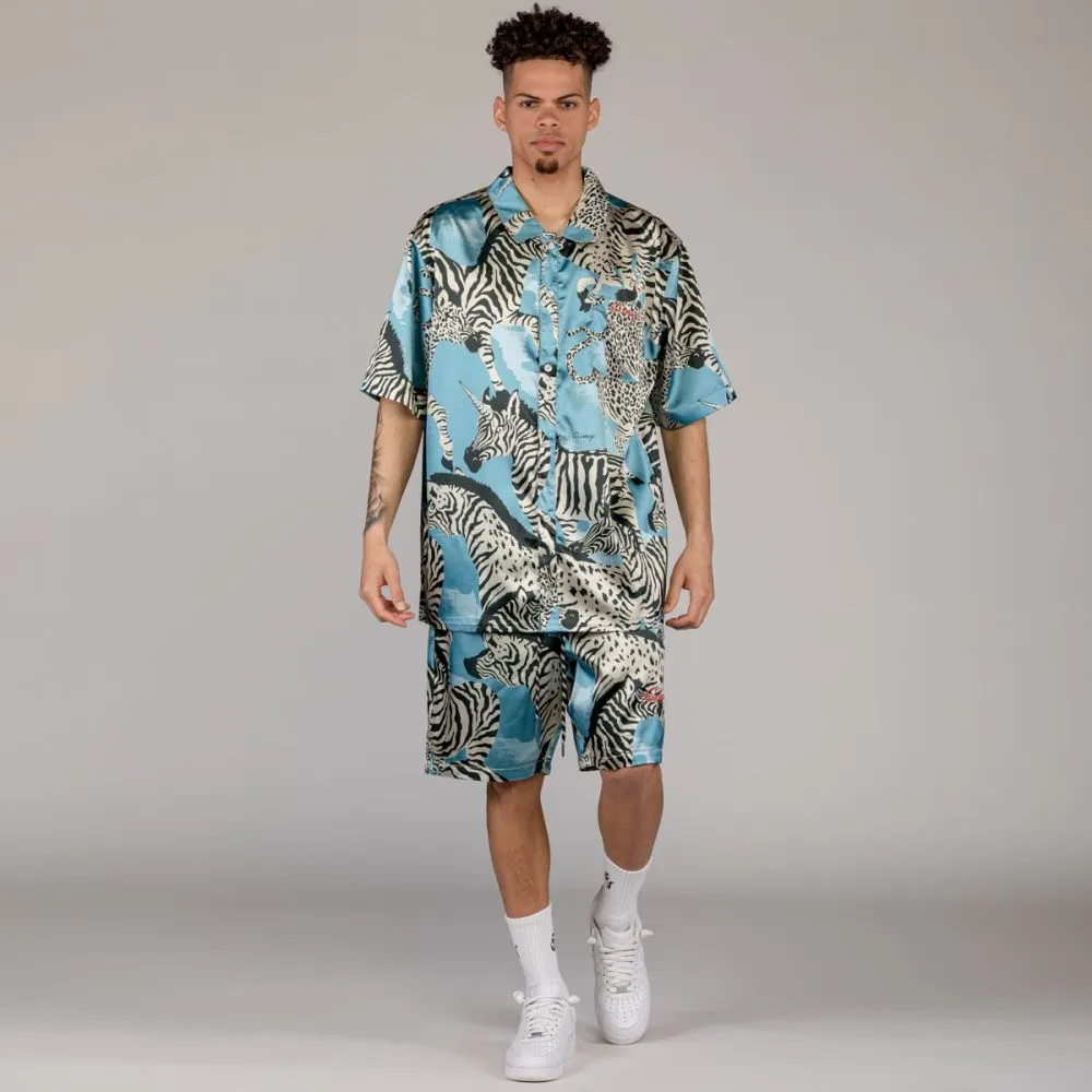 PANTALÓN CORTO GRIMEY ANIMAL SATIN  BLUE | SUMMER 23