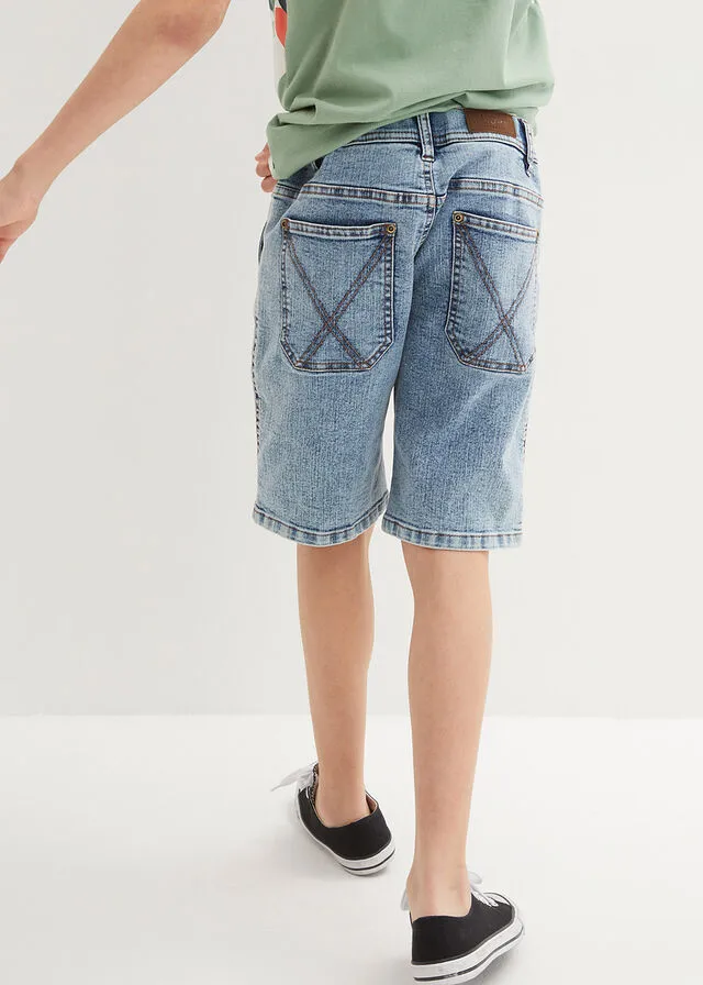 Pantalón corto bombacho para niños en denim claro Denim claro