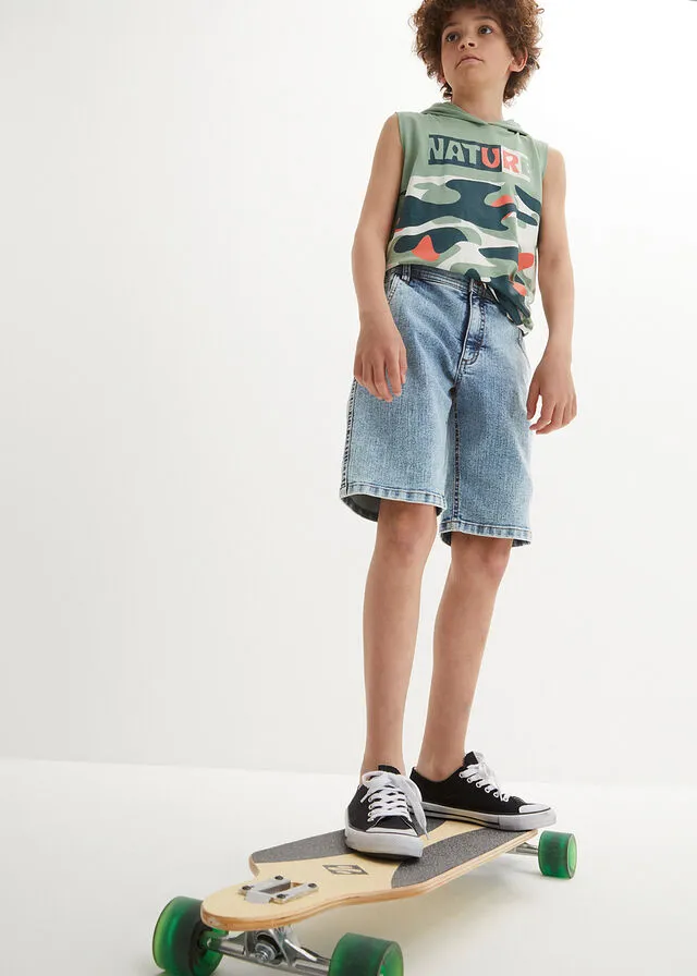 Pantalón corto bombacho para niños en denim claro Denim claro