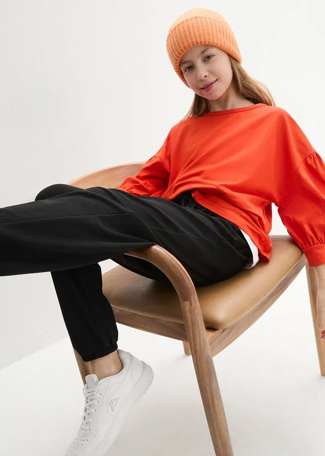 Pantalón de crepé para niñas Negro
