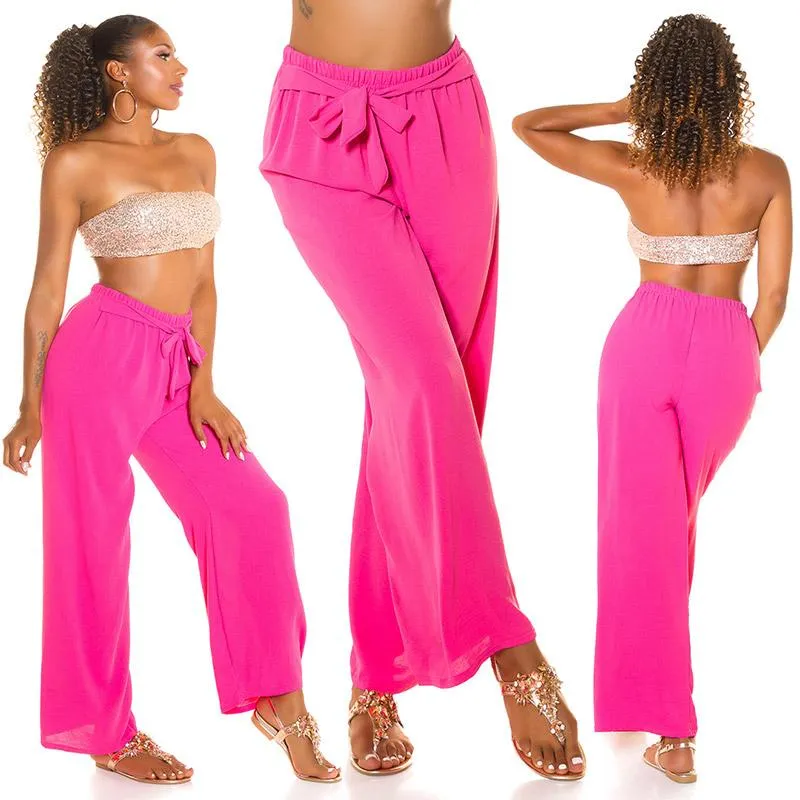 Pantalón Moda verano acampanado Rosa