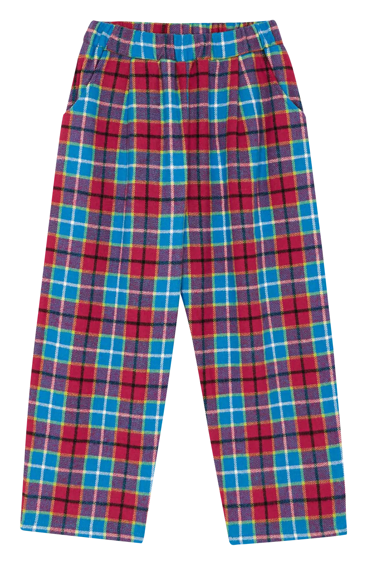 Pantalón recto de cuadros de algodón en azul
