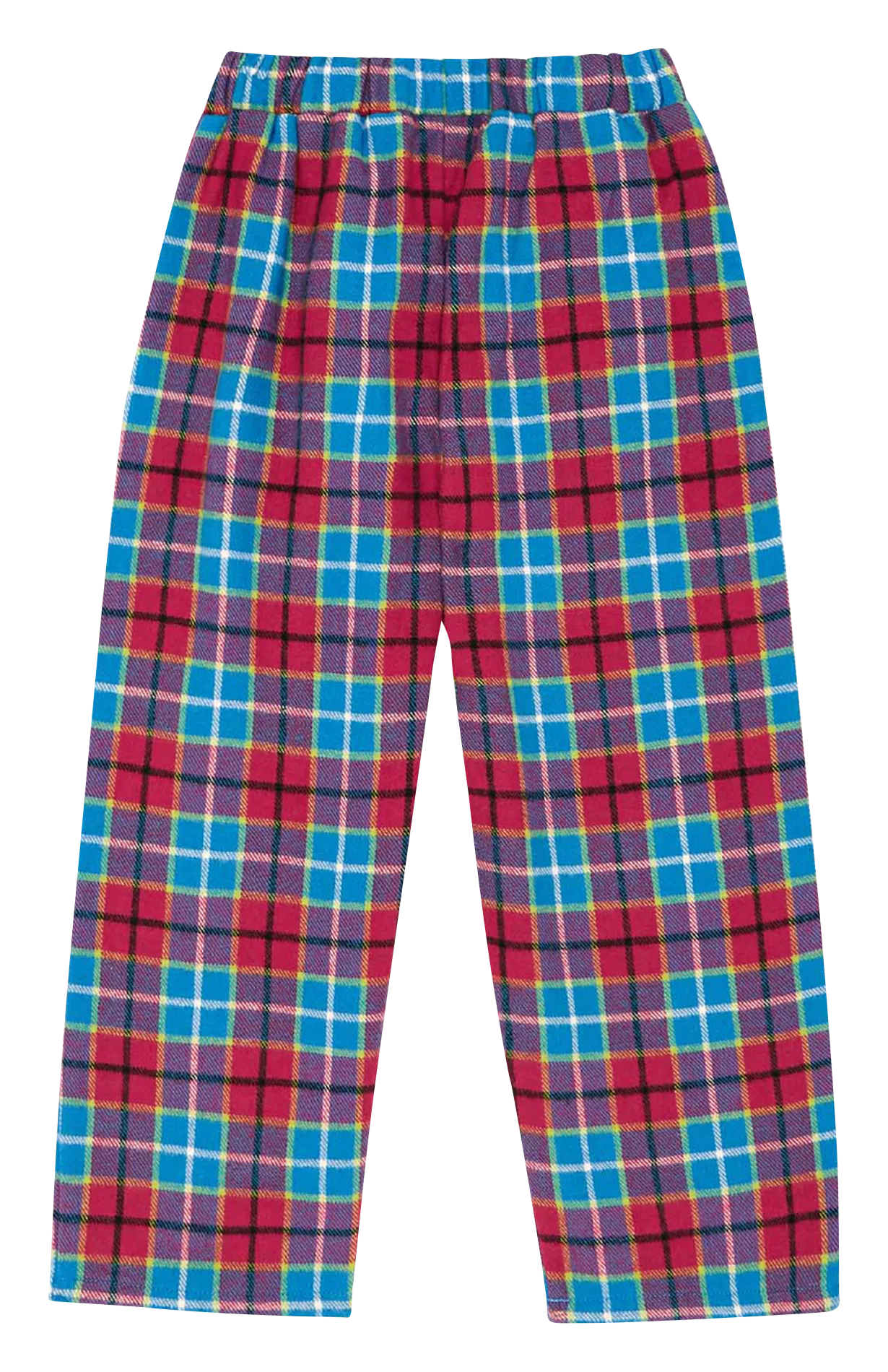 Pantalón recto de cuadros de algodón en azul