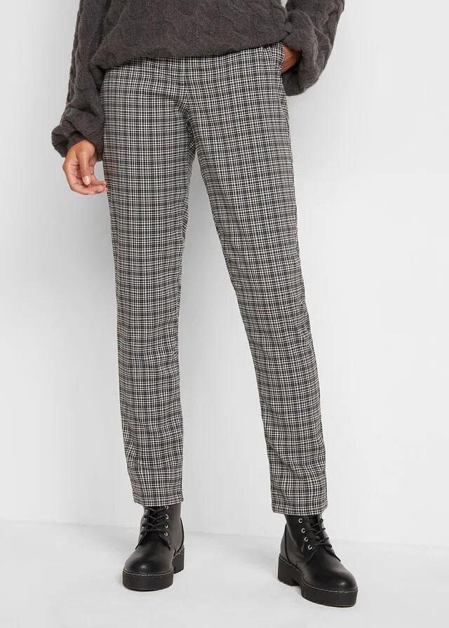 Pantalón sin cordones con estampado de cuadros negro a cuadros
