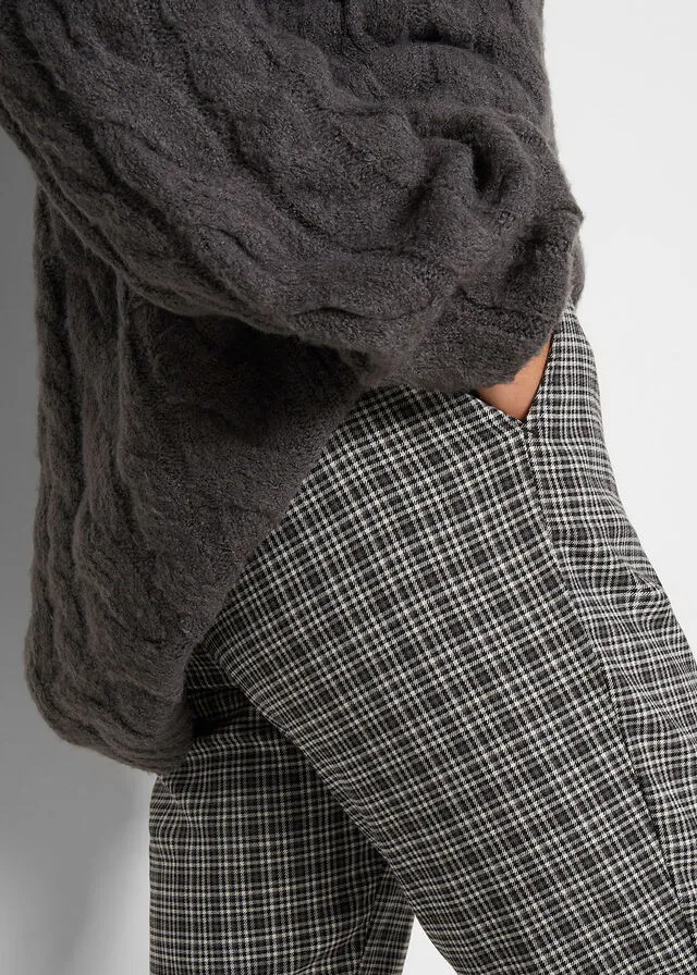 Pantalón sin cordones con estampado de cuadros negro a cuadros