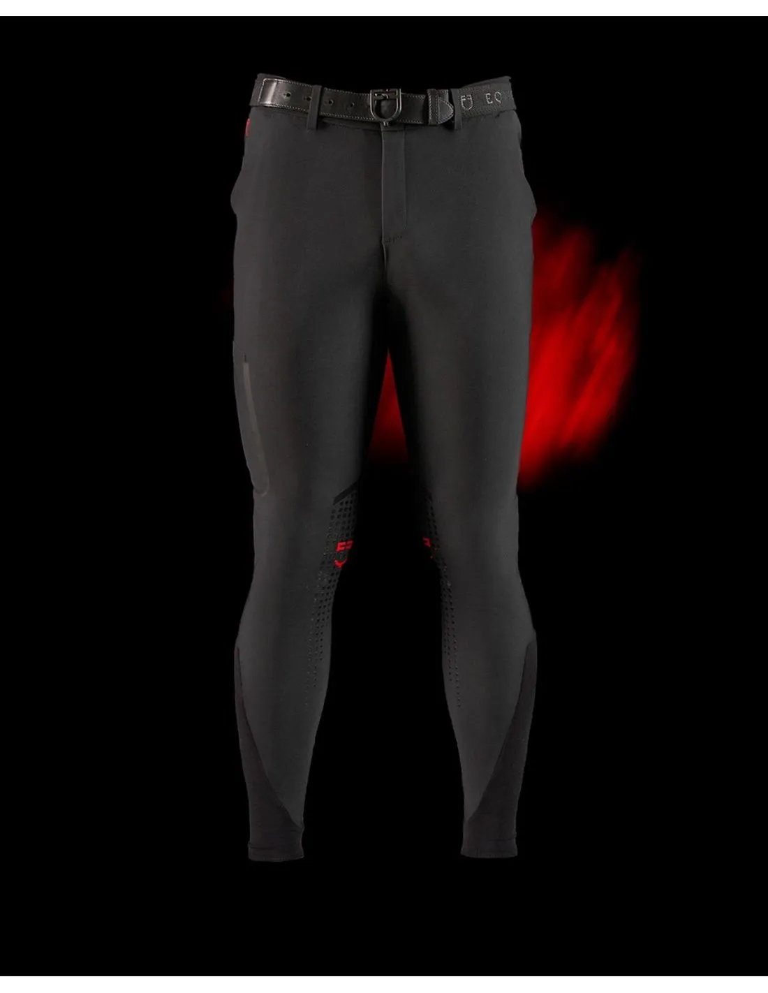 Pantalón Slim Fit Breeches Hombre Equestro Ridertechnology Negro