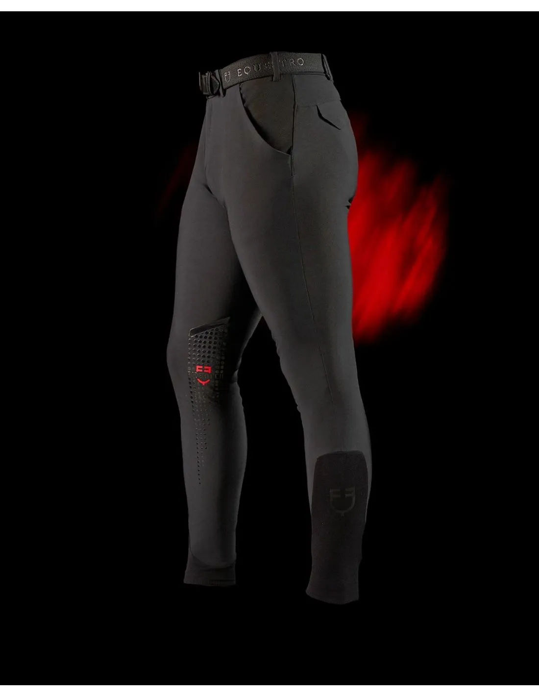 Pantalón Slim Fit Breeches Hombre Equestro Ridertechnology Negro