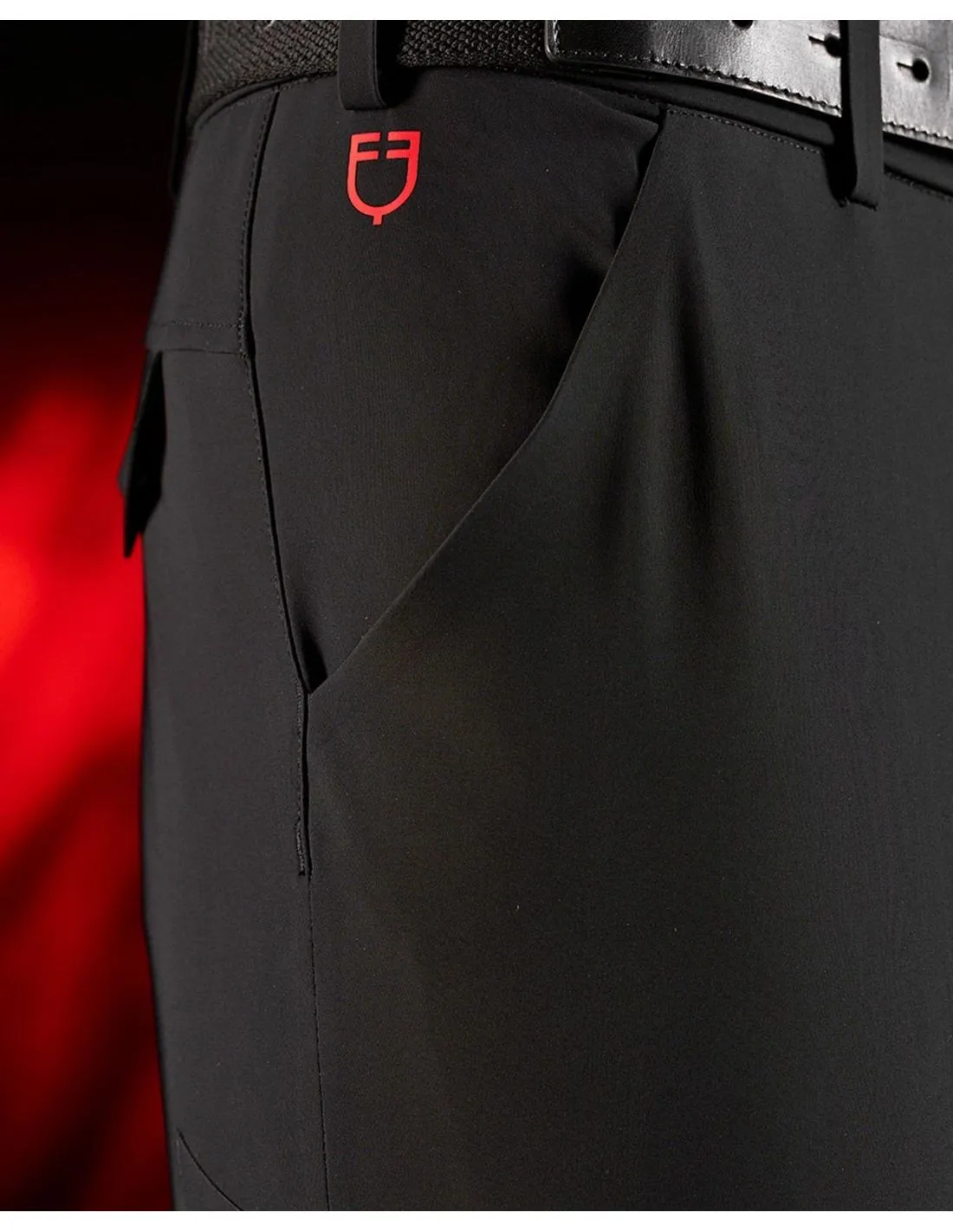 Pantalón Slim Fit Breeches Hombre Equestro Ridertechnology Negro