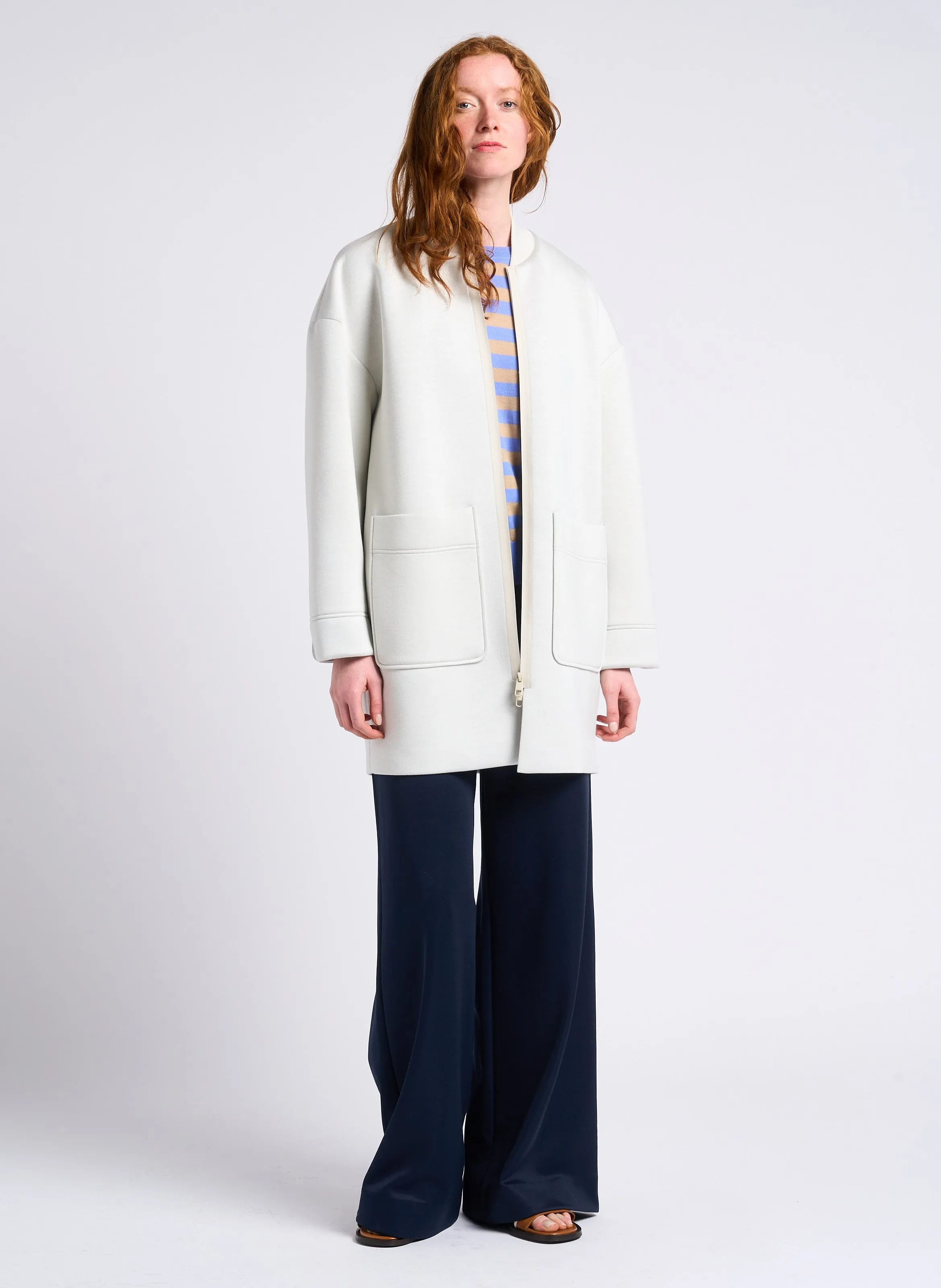 PARAGGI  CHAQUETA RECTA CON CUELLO TEDDY EN BLANCO