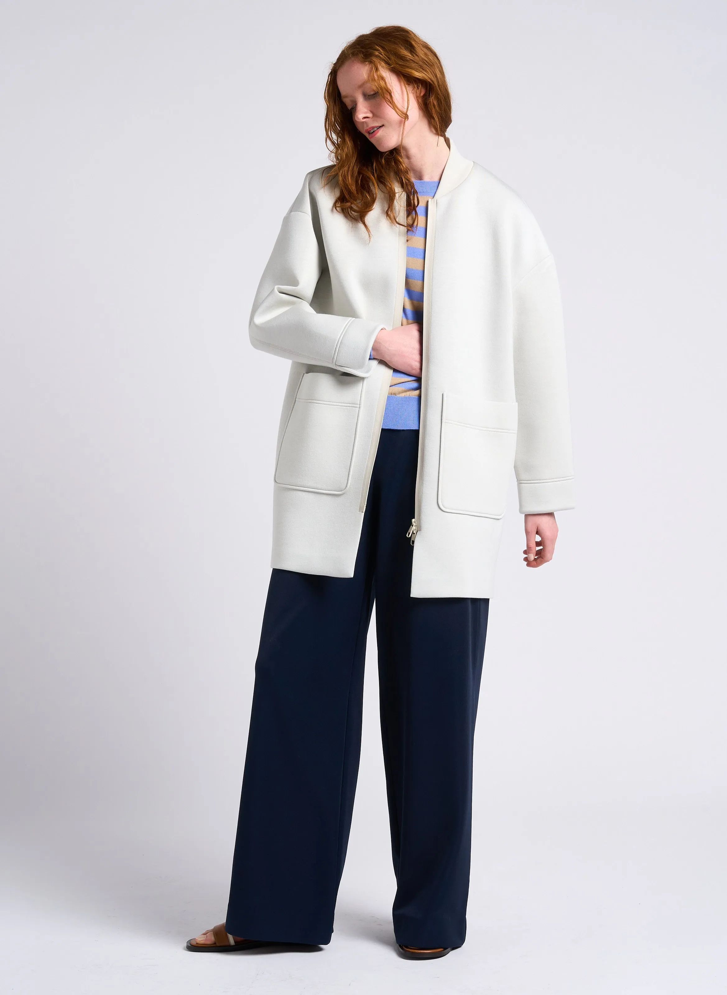 PARAGGI  CHAQUETA RECTA CON CUELLO TEDDY EN BLANCO