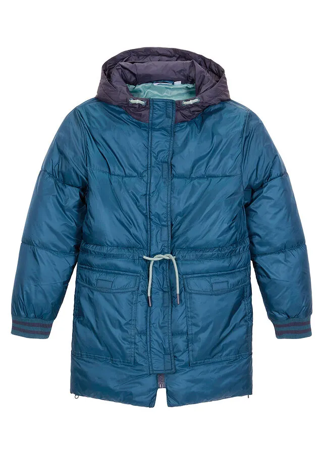 Parka fake down para niñas Petróleo azul
