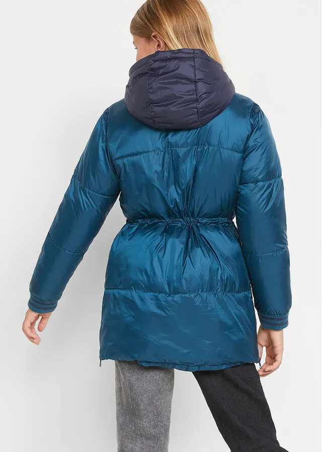 Parka fake down para niñas Petróleo azul